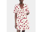 Robe courte avec imprimé cerise ecru red