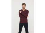 T-shirt basique col V manches longues en coton bio avec print poirtine