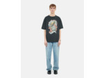 T-Shirt Noir Sérigraphie Eagles On Fire black washed