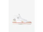 Baskets montantes en cuir blanc avec étoiles white