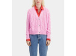 Cardigan Boutonne A Torsades pink
