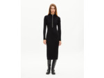 Robe longue en laine mélangée col zippé noire black