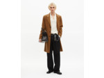 Manteau en laine col revers en cuir camel camel