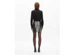 Jupe courte en pied de poule à sequins noire black white