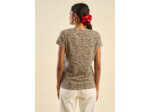 T-shirt à col danseuse imprimé léopard