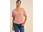 Pull col V manches courtes avec détails fils lurex