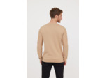 Pull basique col V avec laine recyclée et print poitrine