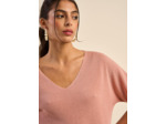 Pull col V manches courtes avec détails fils lurex