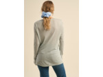 Tee-shirt col V et manches 3/4 en voile de laine