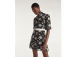 Robe Courte Manches 3/4 Avec Jupe Plissee En Dandy Jacquard