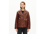 Blouson coupe large en cuir marron brown