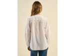Blouse à col tunisien, macramé, dentelle et manches bouffantes