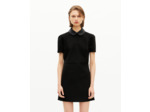 Robe courte col claudine en satin noire black