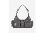 Sac amelia en cuir craquelé gris grey