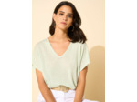 Pull sans manches col V 100% lin