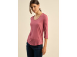 Tee-shirt col V et manches 3/4