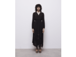 Robe longue plissée avec dentelle noire black