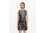 Robe courte en pied de poule à sequins noire black white