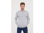 Gilet zippé en coton et laine recyclée, col cheminée avec print poitrine