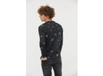 T-shirt manches longues en coton slub allover et flock print "Lee Cooper"