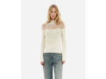 Pull manches longues detail de transparence ecru