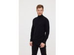 Pull basique col montant avec laine recyclée et print poitrine