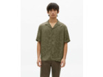 Chemise a manhces courtes en jacquard olive kaki