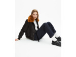 Blouson col fourrure satiné noir black