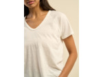 T-shirt à col V orné d'une tresse