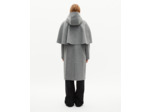 Manteau long en laine double face avec cape gris grey
