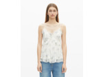 Top à volants imprimé fleuri blanc white