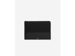 Pochette d'ordinateur en canvas et cuir grainé noir black