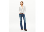 Chemise avec volants en soie blanche white