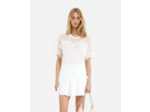 Tee-shirt manches courtes empiecement dentelle ecru