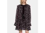 Robe courte à volants imprimé fleuri black