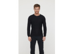 Pull basique col rond maille fantaisie en coton bio avec print poitrine