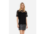 Tee-shirt manches courtes empiecement dentelle black