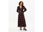 Robe longue imprimé fleuri en soie mélangée bordeaux black