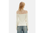 Pull manches longues detail de transparence ecru