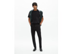 Pantalon élastiqué droit en laine noir black