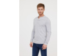 T-shirt Basique col tunisien fantaisie manches longues en coton bio et print poitrine