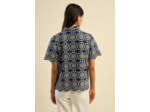 Chemise manches courtes broderie anglaise contrastée