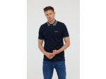 Polo piqué manches courtes avec découpes épaules, détails contrastés au col et bas de manches, broderie poitrine