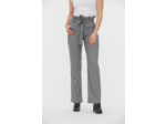 Pantalon fluide "paper bag" ceinturé carreaux, jambe droite légèrement évasée, taille medium