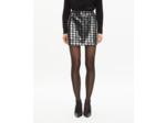 Jupe courte en pied de poule à sequins noire black white