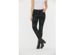 Denim floc velours fleurs slim fit, jambes ajustées, taille medium haute