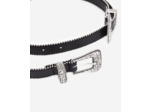 Ceinture En Cuir Avec Double Boucles Strass black