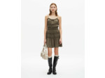 Robe courte a bretelles et elastiques kaki stone