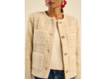Veste en tweed et boutons bijoux