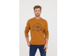 T-shirt manches longues en coton épais avec graph poitrine et rib poignet